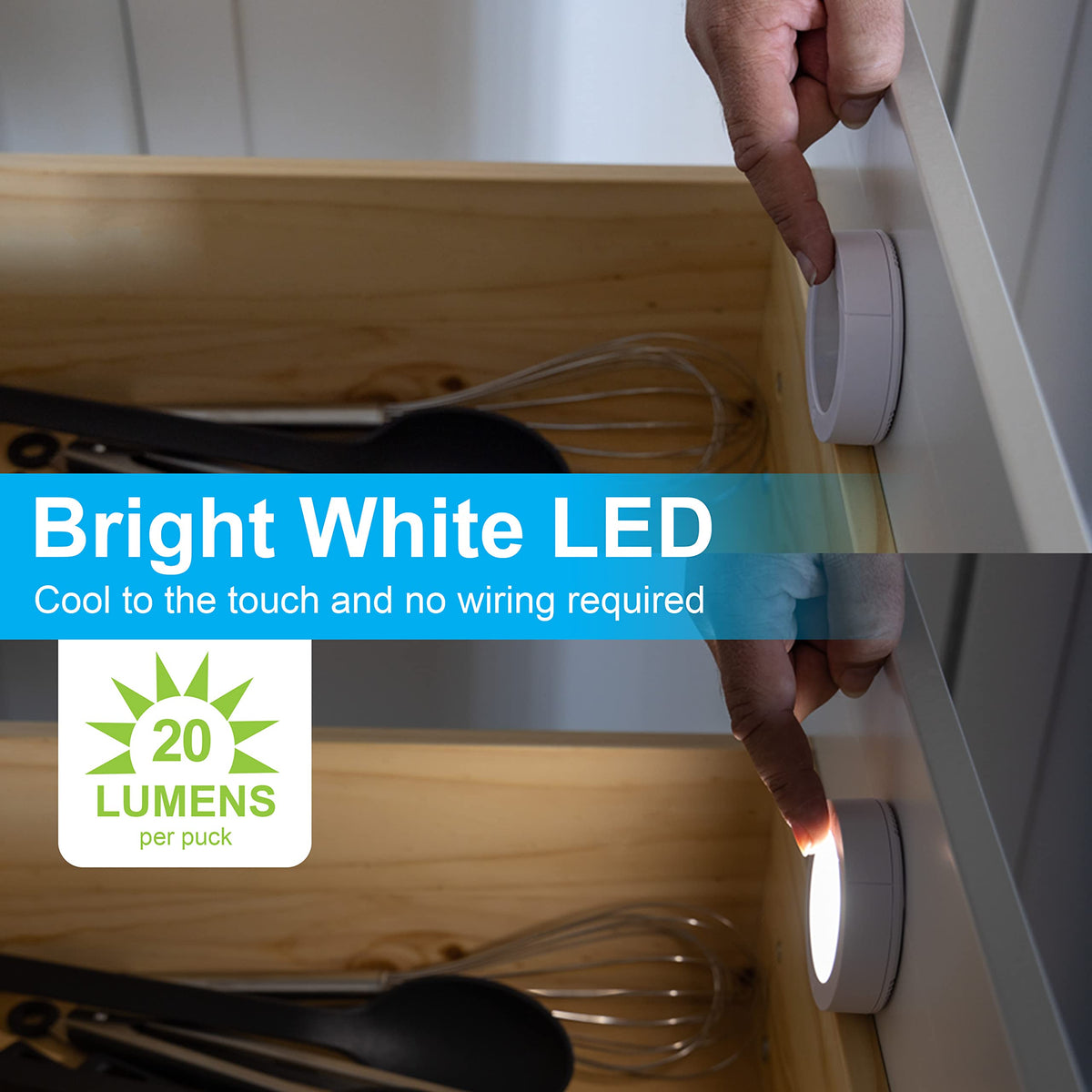 GE Wireless LED Puck Light in garage improves tool visibility