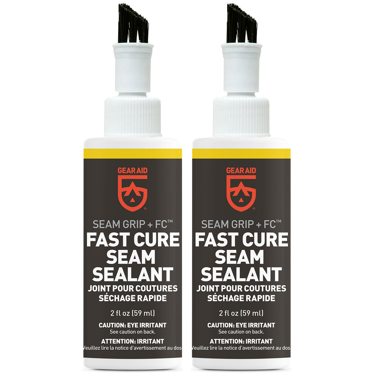 GEAR AID Seam Grip FC bottle close-up showing quick-seal capability for tents