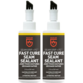 GEAR AID Seam Grip FC bottle close-up showing quick-seal capability for tents