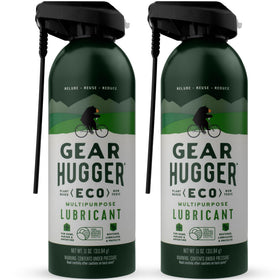 Gear Hugger multipurpose lubricant two-pack bottle front showing eco-friendly formula