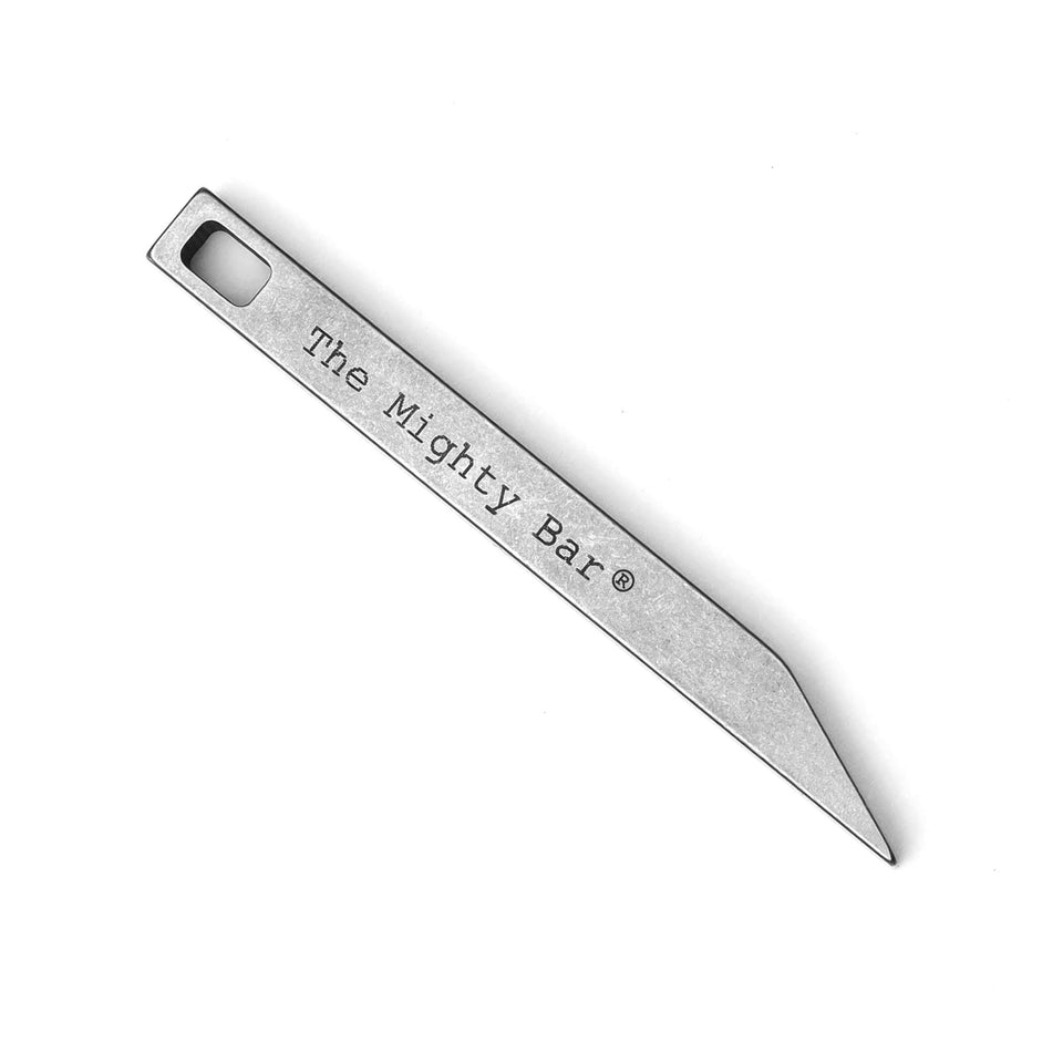 Gear Spool The Mighty Bar closeup showing solid stainless steel construction for durability.