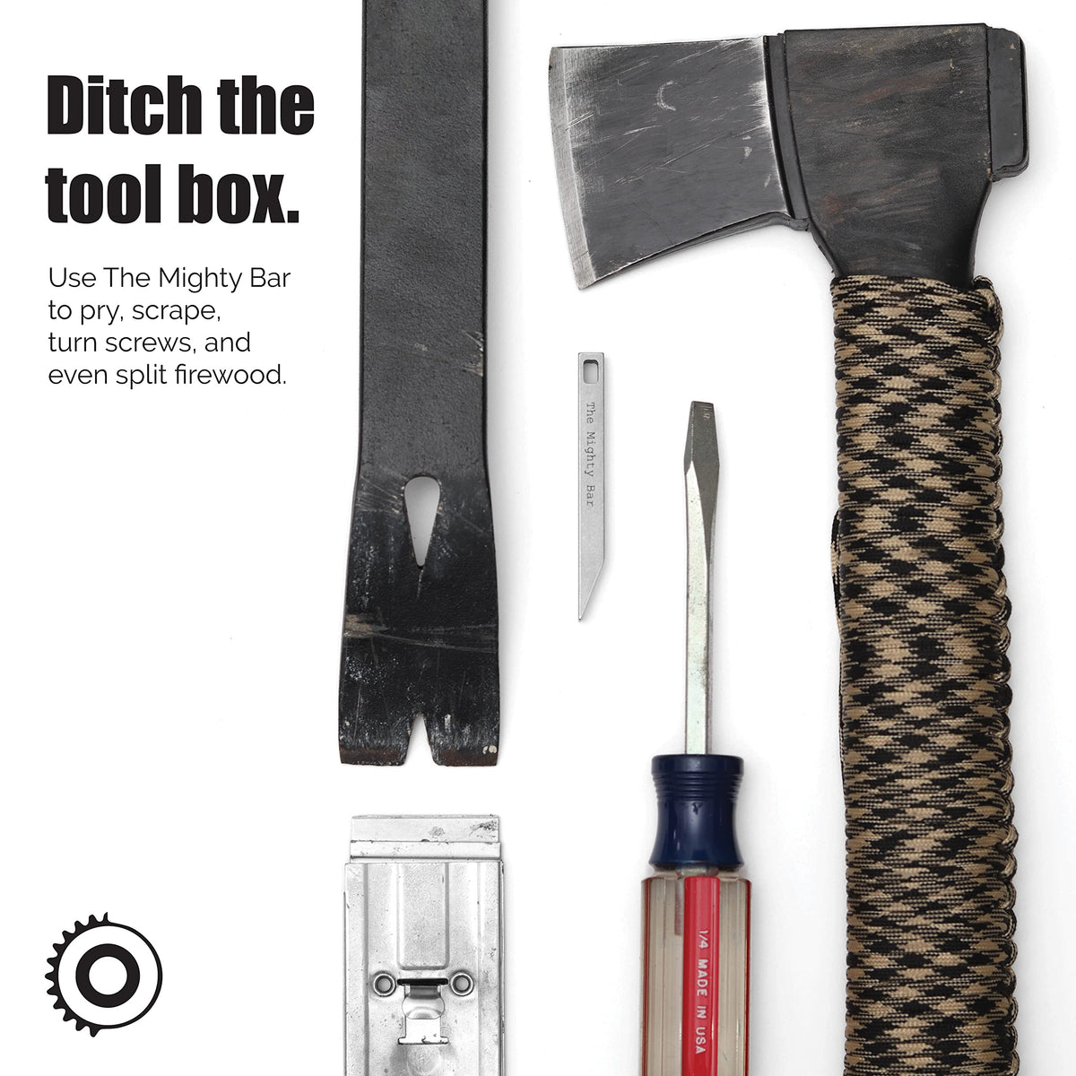 Gear Spool The Mighty Bar milled stainless steel piece showcases strength for everyday fixes.
