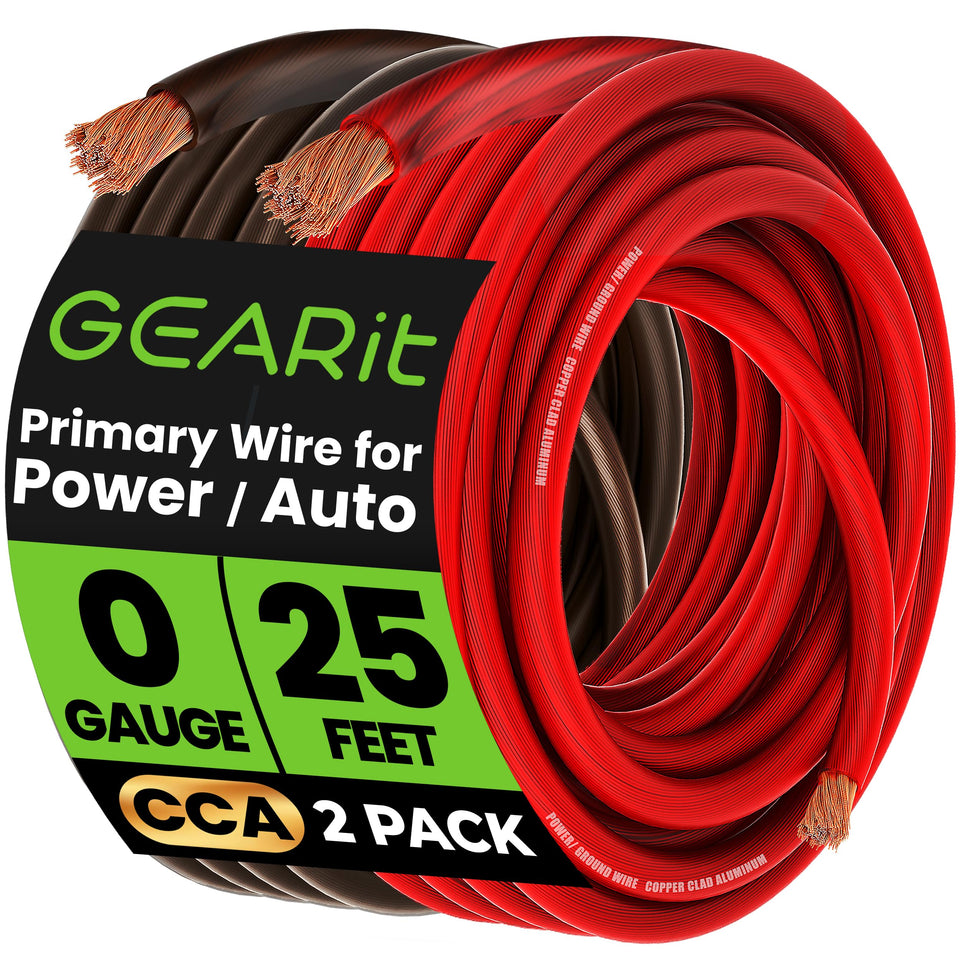 GEARit 0-gauge CCA wire set for high-current power and ground runs