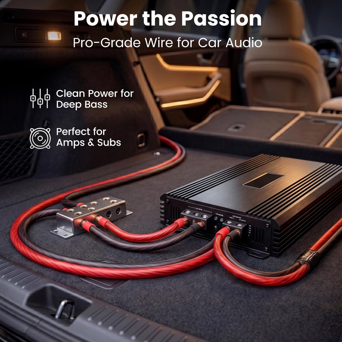 GEARit red 1-0 AWG CCA power wire for amps