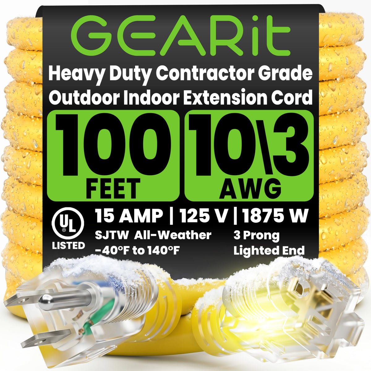 GEARit 100 ft outdoor extension cord for long reach and tool power.