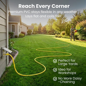GEARit cord powers lawn equipment and tools across the yard.