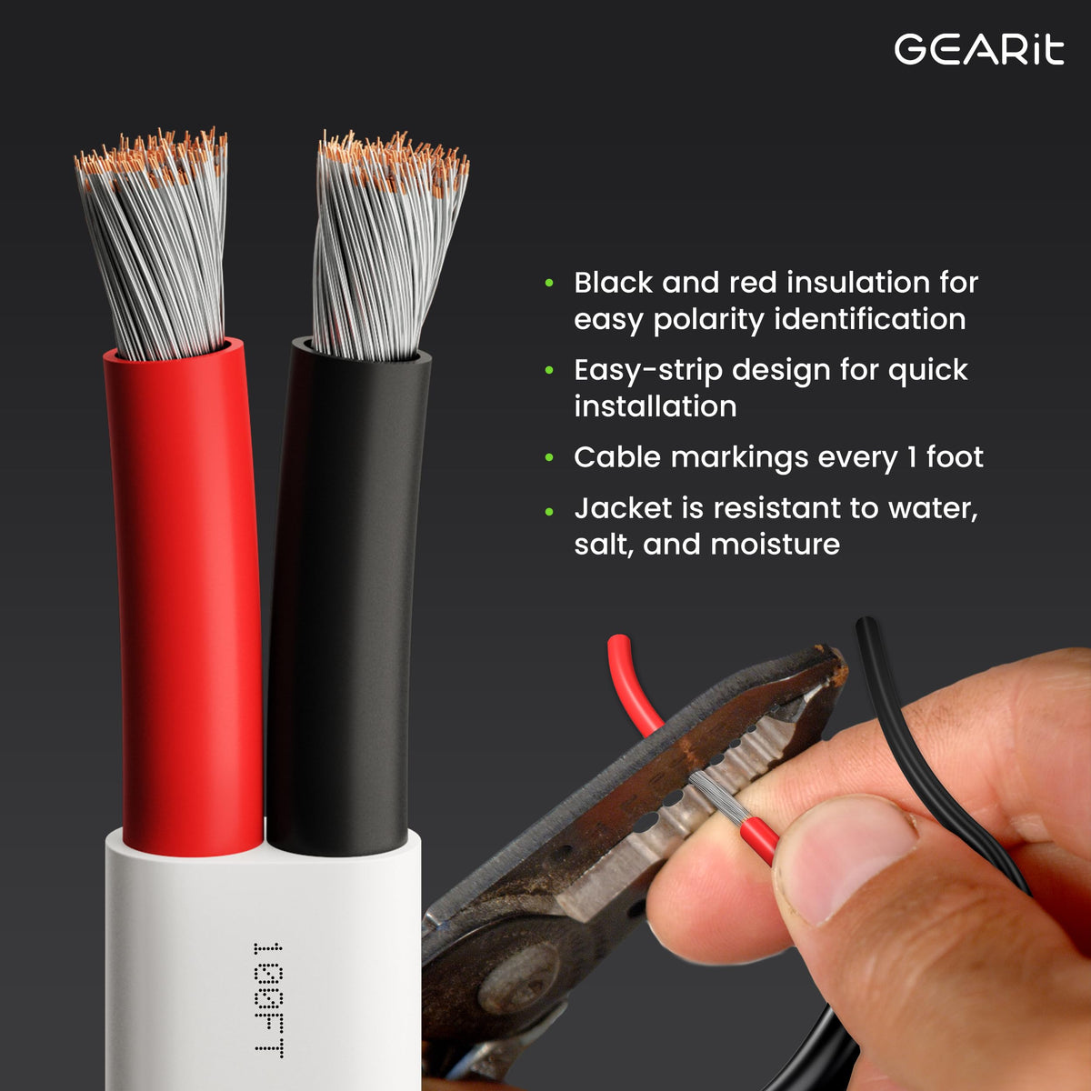 GEARit 14AWG marine wire close-up shows tinned copper conductors resisting corrosion.