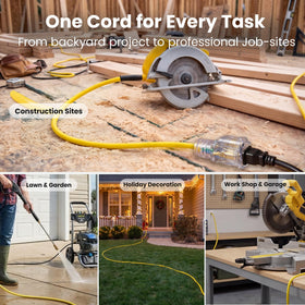 GEARit bright yellow cord stays visible for outdoor decor and work.
