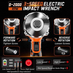 GEARLASSO 3-speed forward and reverse switch for precise torque control