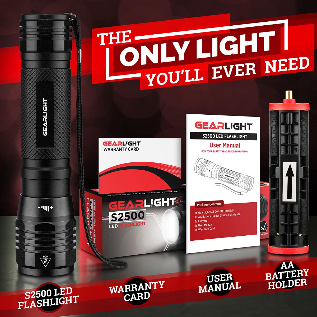 GearLight LED flashlight camping and hunting use in outdoor adventures