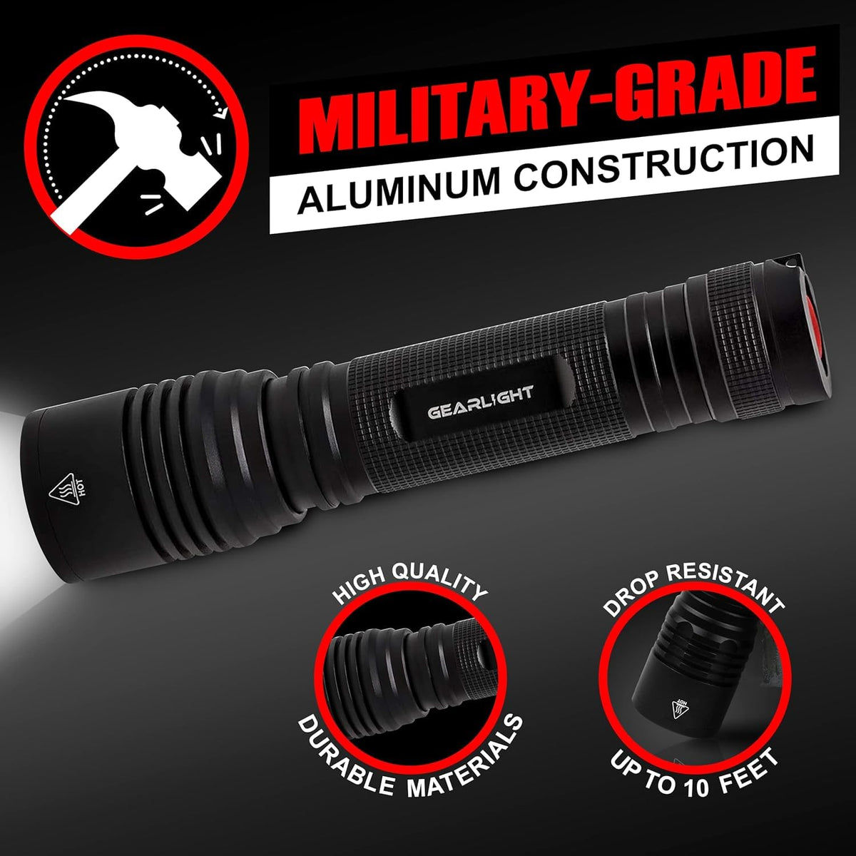 GearLight durable aluminum body withstands daily use and rough handling.