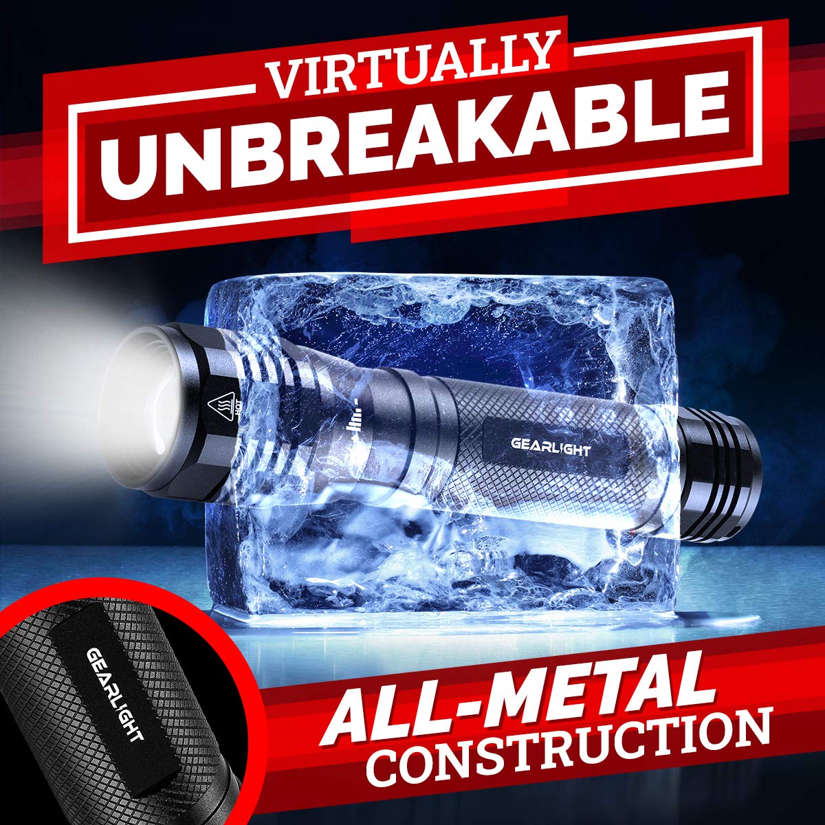 GearLight LED flashlight durable body for rough outdoor handling