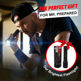 GearLight LED flashlight wide beam brightens large areas for camping or search tasks.