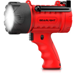 GearLight LED Spotlight handheld design for portable outdoor lighting during night activities.