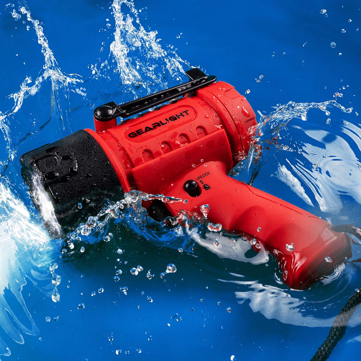 GearLight LED Spotlight waterproof, rugged housing suitable for outdoor conditions.