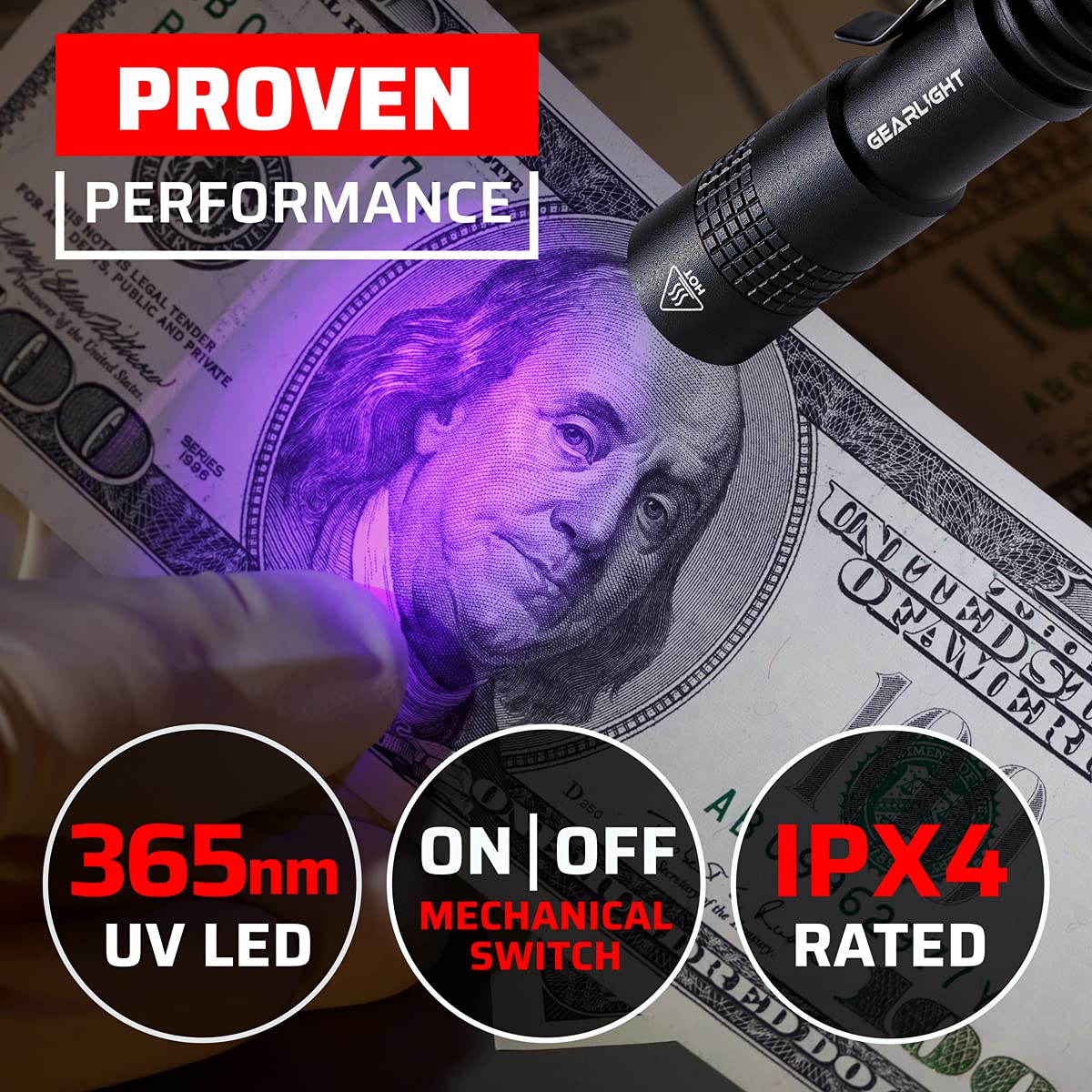 GearLight S50 reveals pet urine stains for cleanup