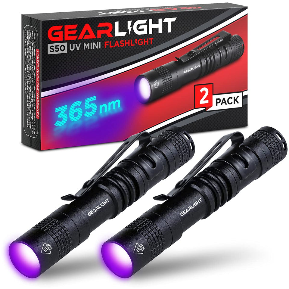 GearLight S50 UV flashlight pocket light reveals hidden stains