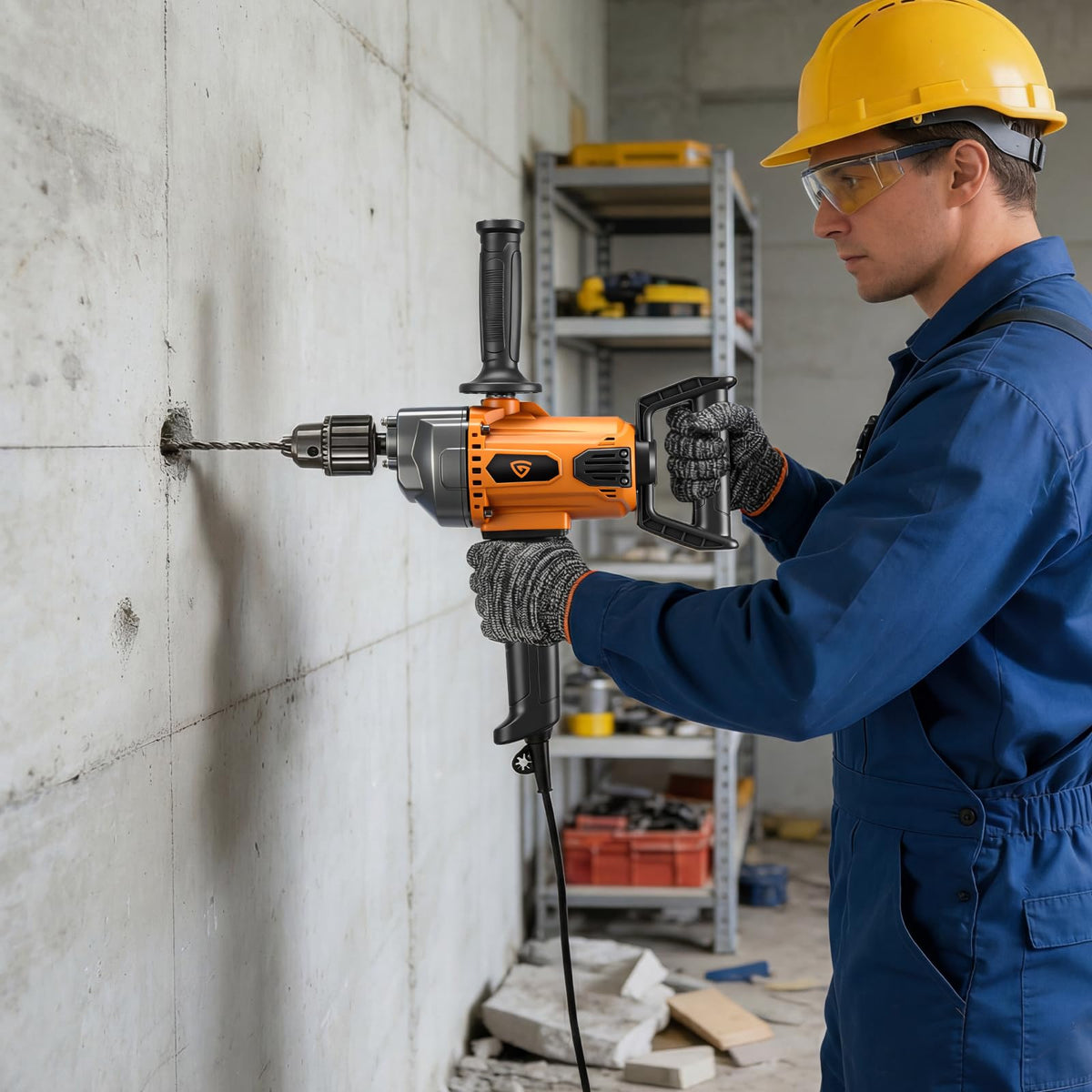 GEARPASS Drill Mixer 16.5 ft cord for extended reach.