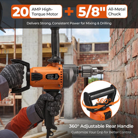 GEARPASS Drill Mixer 360-degree D-handle for comfortable control.