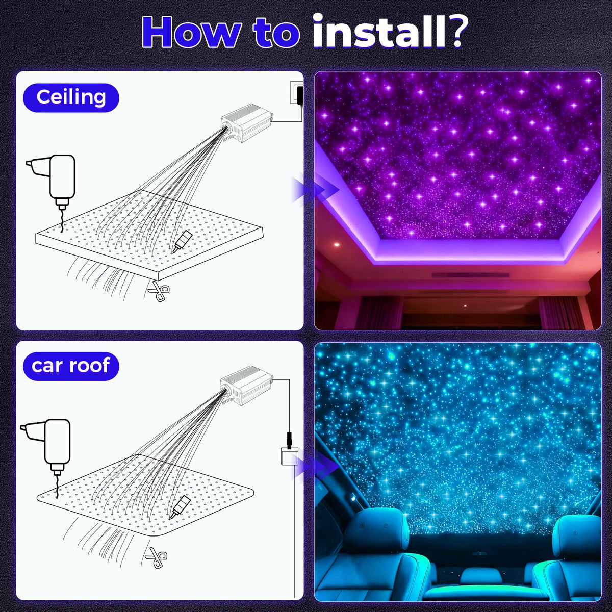 GEARPASS Starlight Headliner Kit app control interface with 16M color options.