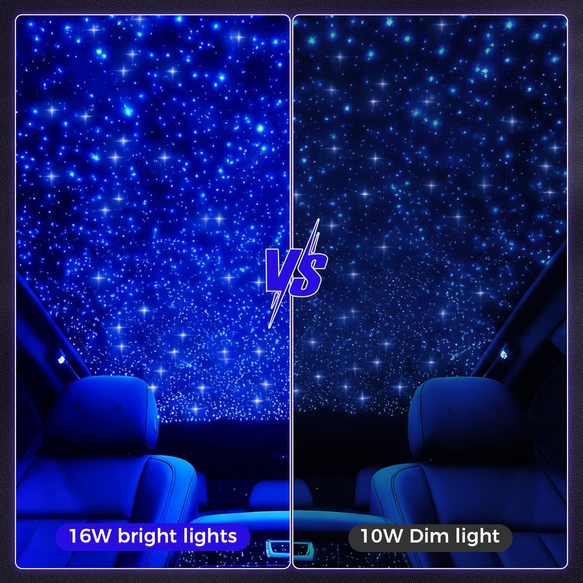 GEARPASS Starlight Headliner Kit in-car ambience during night drive.