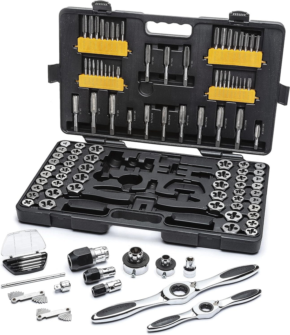 GearWrench 114-piece ratcheting tap and die set in case for SAE and metric threading tasks