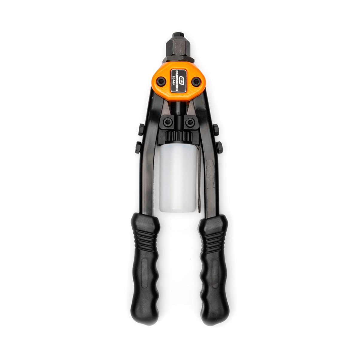 GEARWRENCH 13-inch hand riveter with double compound hinge enables easy large rivet setting.