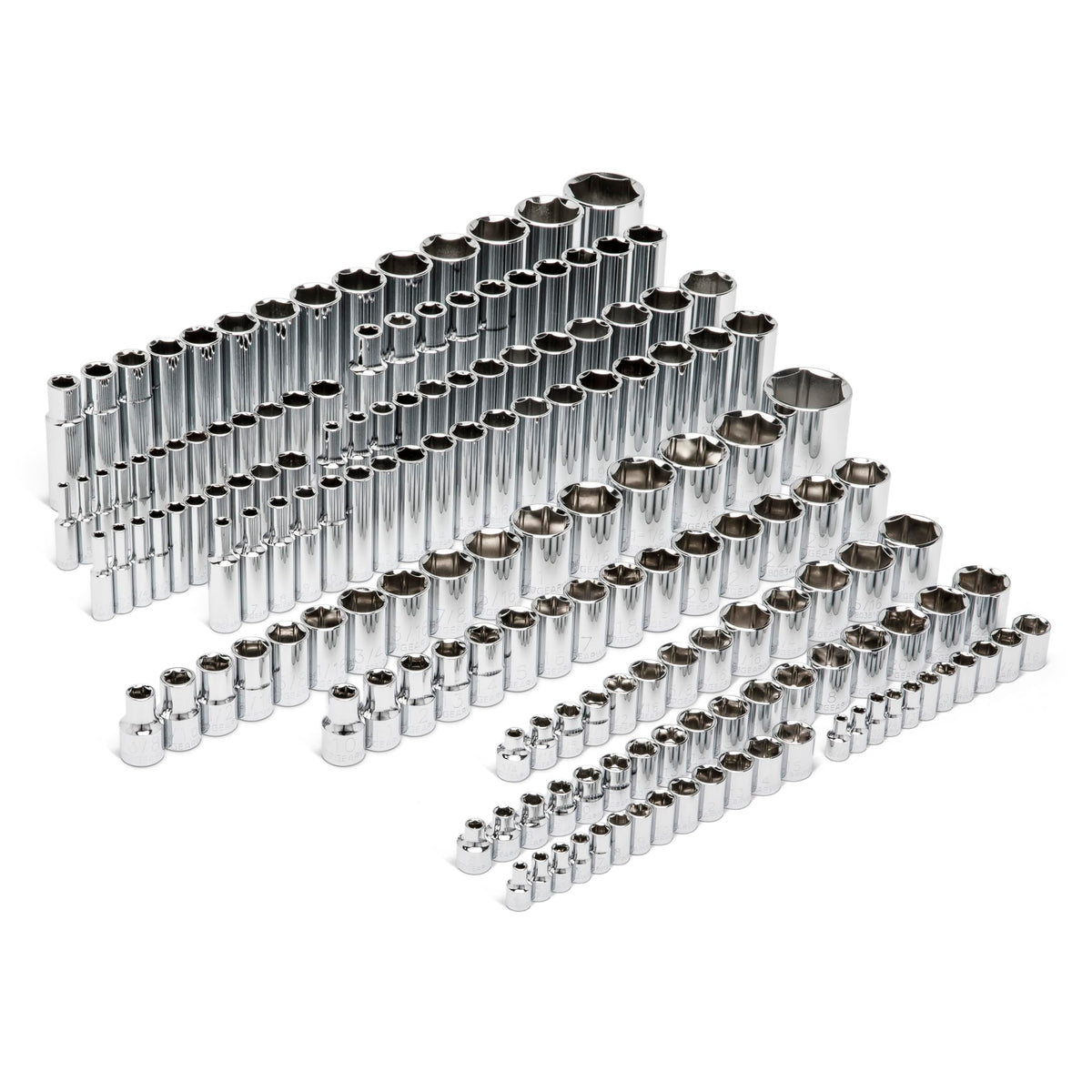 GearWrench 163-piece socket set open case showing organized storage and quick access.