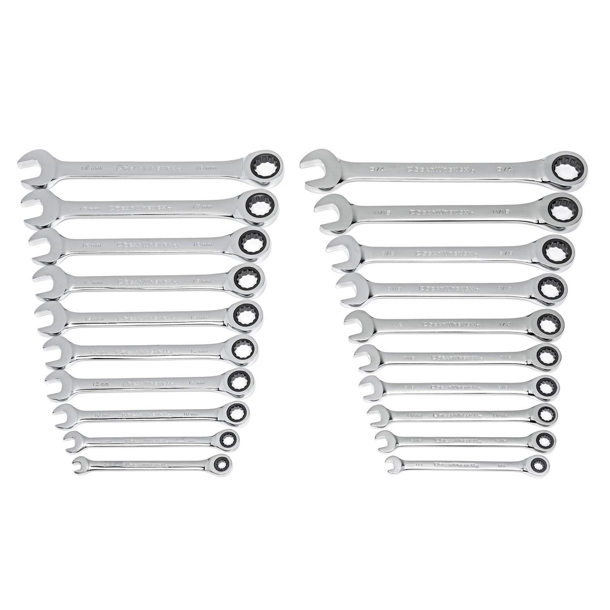 GearWrench 20pc ratcheting wrench set box end for fast access in tight spaces