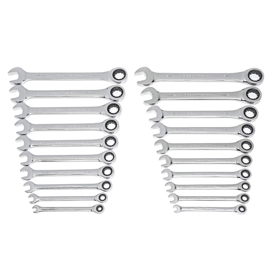 GearWrench 20pc ratcheting wrench set box end for fast access in tight spaces