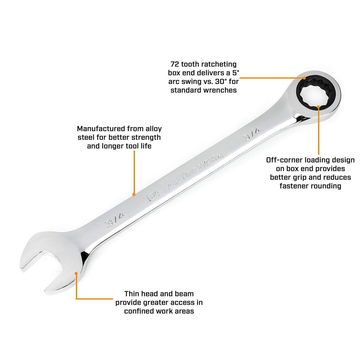 GearWrench 20pc ratcheting wrench set open end enables quick loosening in confined areas