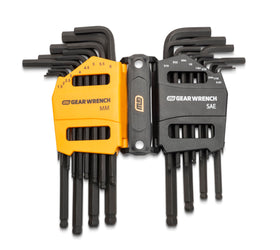 GEARWRENCH 26-piece ball-end hex keys in a labeled caddy for quick access.