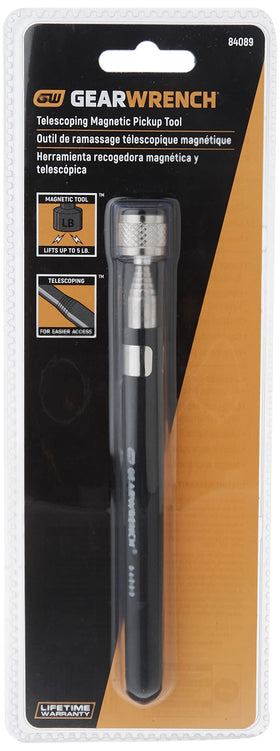 GEARWRENCH magnetic pickup tool with pocket clip for quick belt-access in workspaces.
