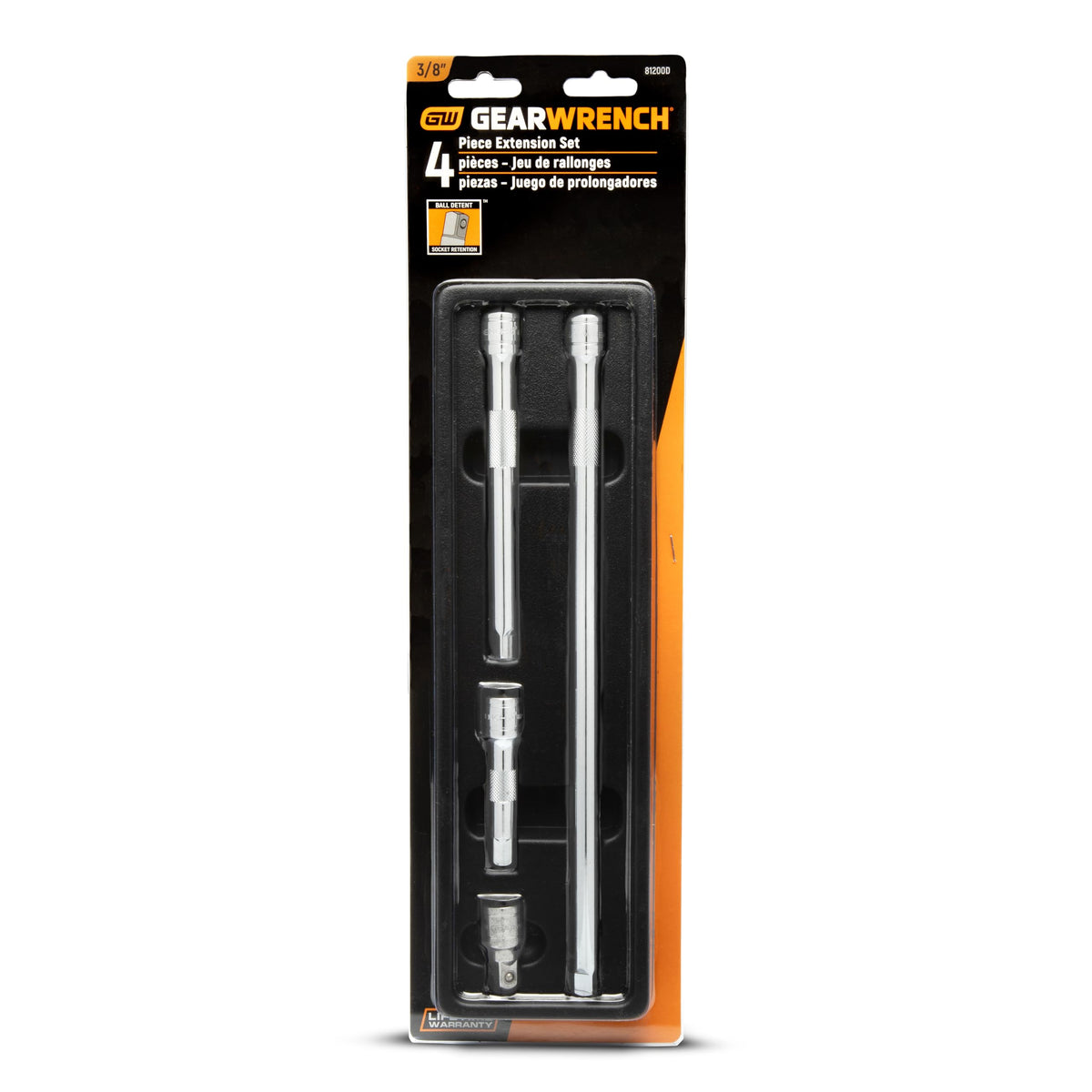 GearWrench extension set with storage tray helps keep extensions organized and ready.