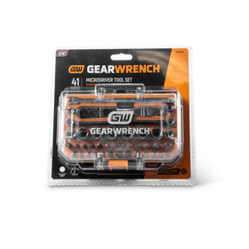 GearWrench 41-piece microdriver set neatly stored in foam base for quick access.