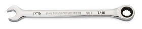 GearWrench 7/16-inch 4-degree swing arch ratcheting wrench offers tight-space access and fastens efficiently.
