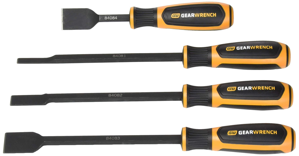 GEARWRENCH 84080H dual-material wide scraper set with ergonomic grip for easier debris removal.