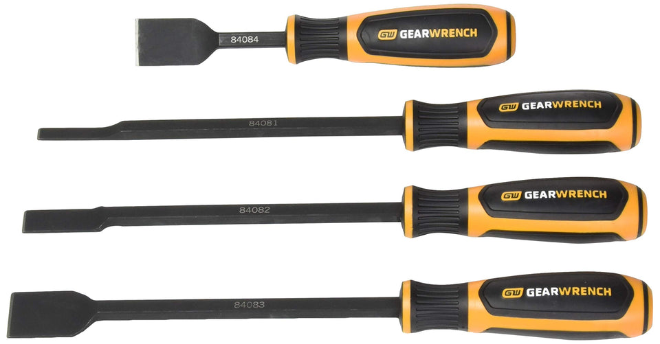 GEARWRENCH 84080H dual-material wide scraper set with ergonomic grip for easier debris removal.