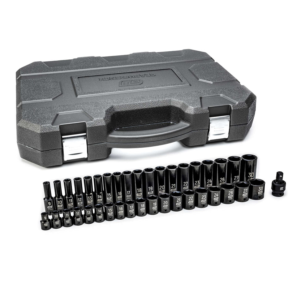 GEARWRENCH 84948N 1/2-Inch drive socket set with standard metric sizes for fast DIY repairs.
