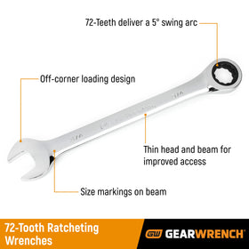 GEARWRENCH 85034 72-tooth ratcheting box-end close-up showing precise engagement