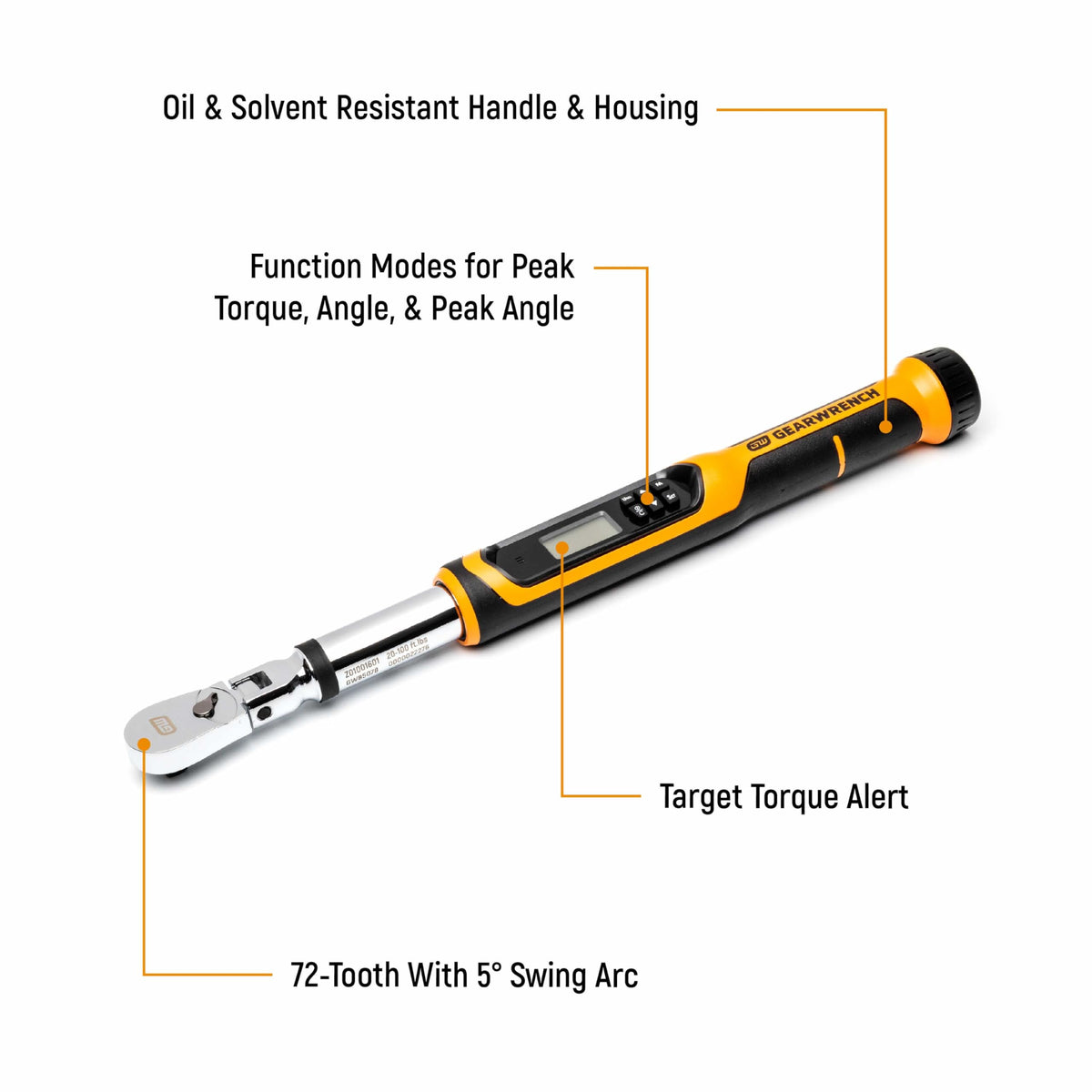GearWrench 85078 target torque alert signals near target with vibration and LED
