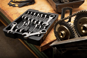 GearWrench 85206 SAE and metric wrenches marked for versatile use.