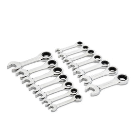 GearWrench 85206 wrenches in a row with chrome finish for durability.
