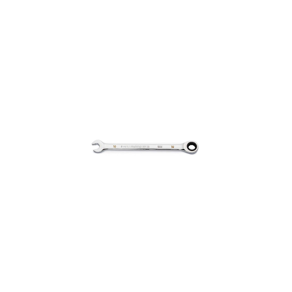 GearWrench 86910 10mm ratcheting wrench with a 4-degree swing arc for tight spaces.