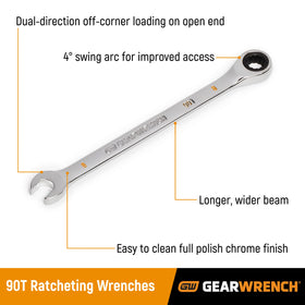 GEARWRENCH 86951 closeup of 12-point ratcheting box end for versatile fastener use