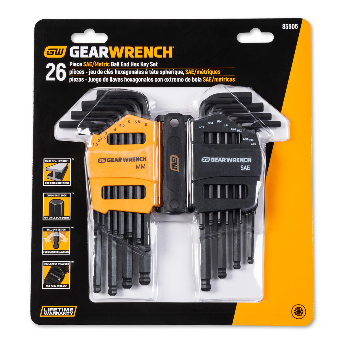 GEARWRENCH alloy steel hex keys deliver maximum strength and low distortion.