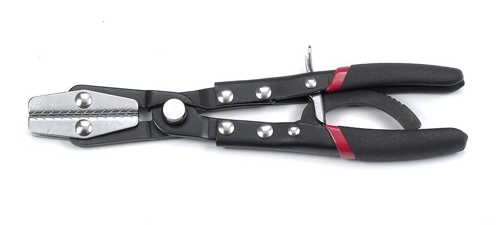 GearWrench automatic locking pinch-off pliers demonstrating quick hose clamping during a roadside maintenance task