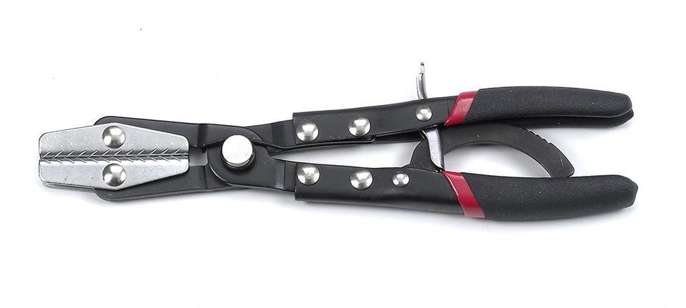 GearWrench automatic locking pinch-off pliers demonstrating quick hose clamping during a roadside maintenance task