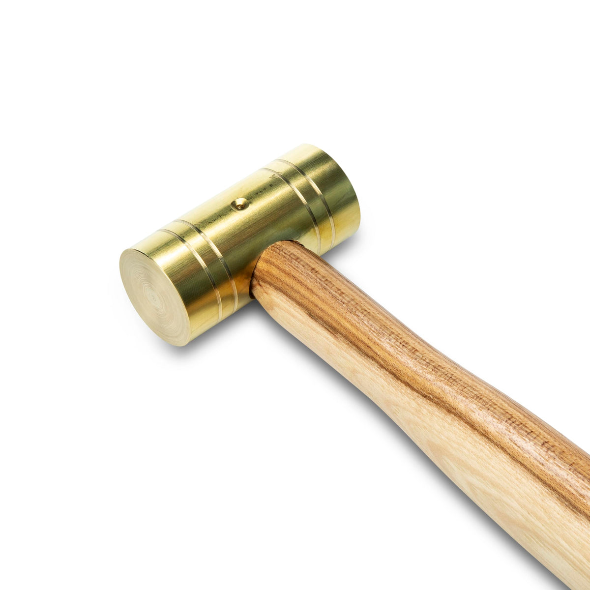 GEARWRENCH brass hammer face close-up, machined flat for even blows.