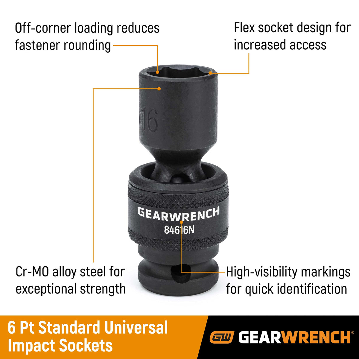 GearWrench chrome molybdenum steel construction ensures lasting strength.